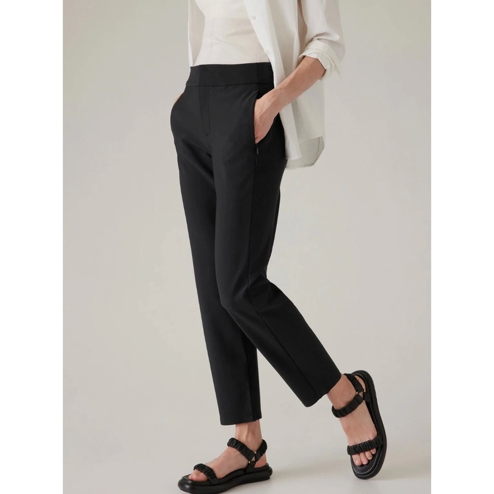 Athleta Ankle Pants Black Tapered Stretch Workwear Trousers Size 4